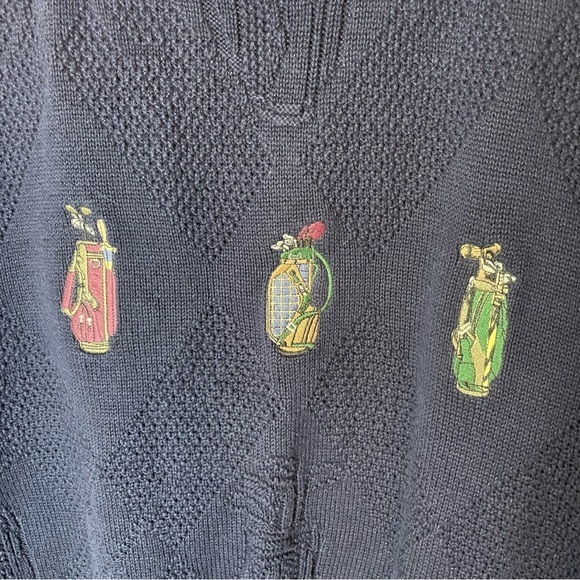 Vintage Pinnacle Navy Blue Golf Sweater Size XL Men’s Women’s Golf Bag Golf Set - Picture 3 of 7